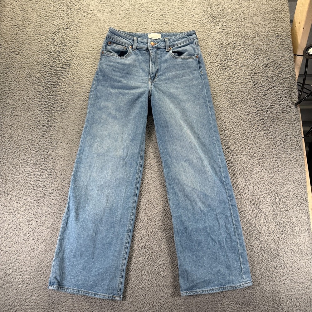H&M Jeans Women's 6 Blue Cotton Denim Straight Leg Baggy Faded Workwear‎ Travel